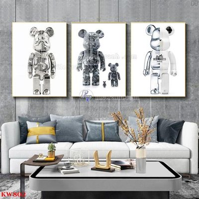 File gốc File tranh kawas gấu bearbrick KW802 (in lụa) cao cấp