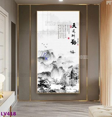 File gốc Tranh trang trí lối vào 1 tấm LV418 (in lụa) tranh phong thủy