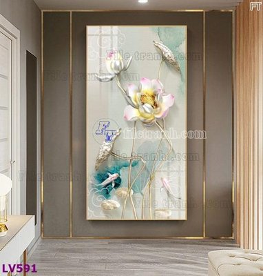 Download file Tranh trang trí lối vào 1 tấm LV591 (gốc) in mica bàn thờ