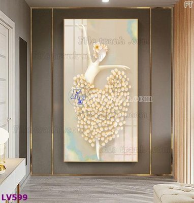 File tranh gốc in trần nhà Tranh trang trí lối vào 1 tấm LV599 3D