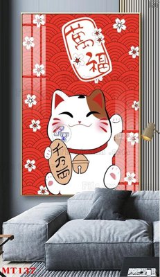 File in trần File tranh con mèo thần tài MT137 (bản gốc) mây trời