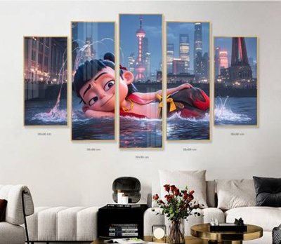 File tranh File in tranh bộ 5 tấm natra ma đồng giáng thế NA1194 (ảnh gốc) in trần nhà