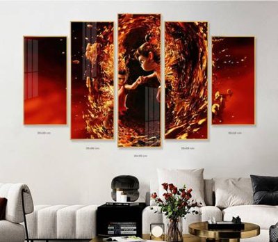 File tranh File in tranh bộ 5 tấm natra ma đồng giáng thế NA1206 (gốc) phong cách tối giản