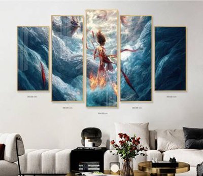 File gốc File in tranh bộ 5 tấm natra ma đồng giáng thế NA1209 (in lụa) tranh thuận buồm