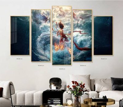 File PSD File in tranh bộ 5 tấm natra ma đồng giáng thế NA1223 (bản gốc) dễ dàng edit