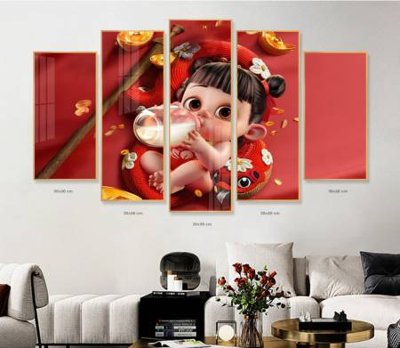 Tải file File in tranh bộ 5 tấm natra ma đồng giáng thế NA1224 (PSD) cho in tranh kính