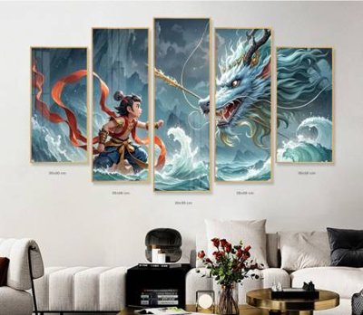 File tranh File in tranh bộ 5 tấm natra ma đồng giáng thế NA1228 (bản gốc) in lụa 5D