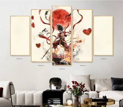 File gốc File in tranh bộ 5 tấm natra ma đồng giáng thế NA1234 (PNG) nền trong suốt