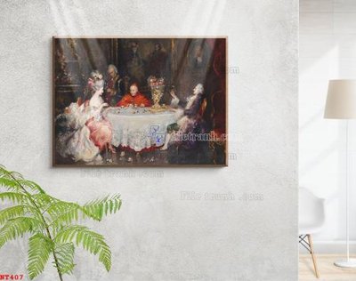 File in trần Tranh phục hưng nhân vật châu âu NT407 (bản gốc) mây trời