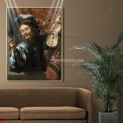 Download file gốc Tranh phục hưng nhân vật châu âu NT714 (in lụa) hoa lá