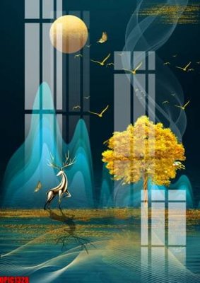 File in trần file tranh bộ decor in treo tường tráng gương OPIC1328 (bản gốc 3D) sống động