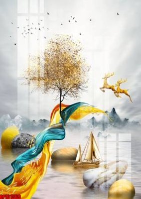 File gốc in ấn file tranh bộ decor in treo tường tráng gương OPIC1569 chất lượng vượt trội