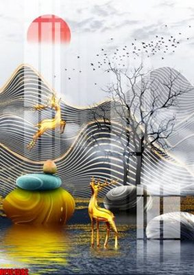 Chi tiết file ảnh file tranh bộ decor in treo tường tráng gương OPIC1592 sắc nét