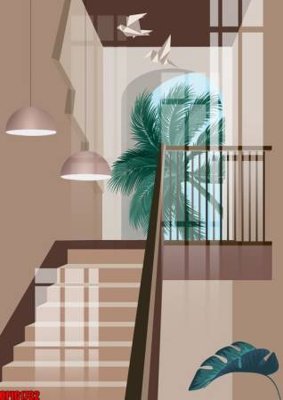 File in mica file tranh bộ decor in treo tường tráng gương OPIC1732 (bản gốc) làm vách ngăn