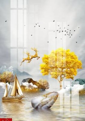 Hình ảnh file gốc in trần nhà file tranh bộ decor in treo tường tráng gương OPIC1766