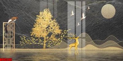 File gốc file tranh bộ decor in treo tường tráng gương OPIC2141 (in lụa) hoa văn cổ điển