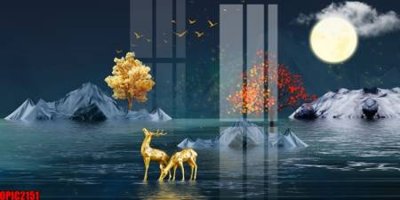 File tranh file tranh bộ decor in treo tường tráng gương OPIC2151 (gốc) chủ đề động vật