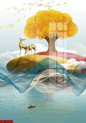 Tải file file tranh bộ decor in treo tường tráng gương OPIC2848 (gốc) chủ đề phong thủy