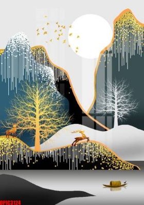 File PSD file tranh bộ decor in treo tường tráng gương OPIC3124 (gốc) cho designer