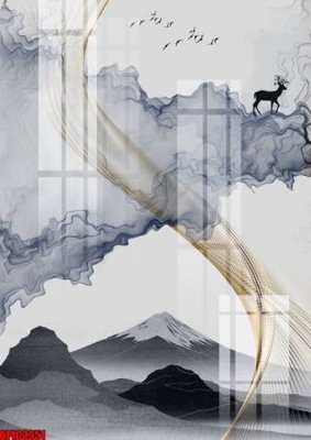 File gốc file tranh bộ decor in treo tường tráng gương OPIC3351 (in lụa) họa tiết 3D