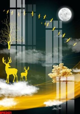 File tranh quảng cáo file tranh bộ decor in treo tường tráng gương OPIC3421 (file gốc) chuyên nghiệp