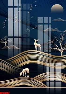 File tranh PSD file tranh bộ decor in treo tường tráng gương OPIC3457 chất lượng cao