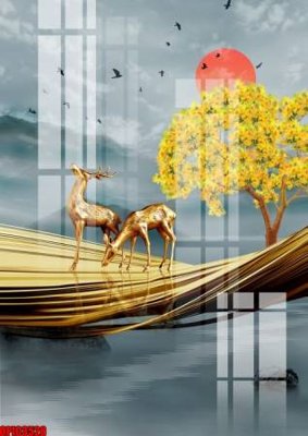 File ảnh file tranh bộ decor in treo tường tráng gương OPIC3528 (gốc) cho trang trí nội thất