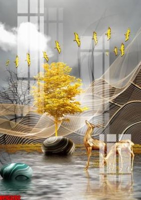 File gốc in ấn file tranh bộ decor in treo tường tráng gương OPIC3702 chất lượng vượt trội