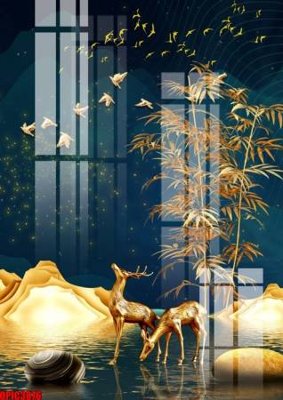 Download file gốc file tranh bộ decor in treo tường tráng gương OPIC3876 (in mica) logo