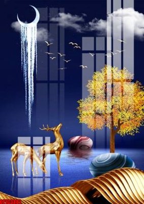 File tranh trang trí file tranh bộ decor in treo tường tráng gương OPIC3881 (tải file gốc)