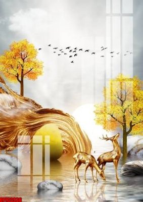 File tranh file tranh bộ decor in treo tường tráng gương OPIC3936 (ảnh gốc) in trần 3D