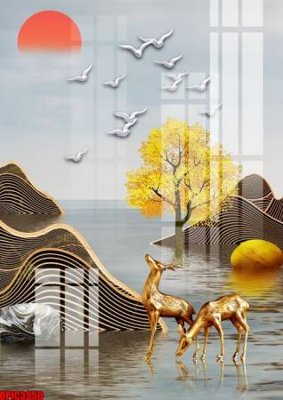 File gốc file tranh bộ decor in treo tường tráng gương OPIC3950 (PNG) trong suốt (transparent)