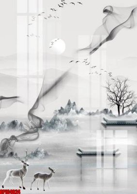 Download file gốc file tranh bộ decor in treo tường tráng gương OPIC4024 (in lụa) nghệ thuật