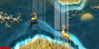 File gốc file tranh bộ decor in treo tường tráng gương OPIC4405 (in lụa) họa tiết 3D