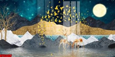 Ảnh gốc file tranh bộ decor in treo tường tráng gương OPIC4487 (độ nét cao) in mica