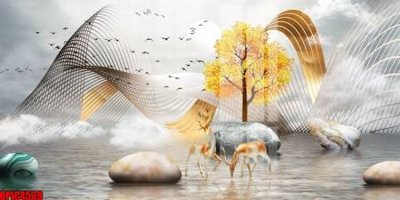 File PSD file tranh bộ decor in treo tường tráng gương OPIC4539 (gốc) nhiều lớp (multi-layer)