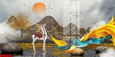 File gốc file tranh bộ decor in treo tường tráng gương OPIC4578 (trang trí) cho phòng khách