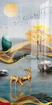 File gốc file tranh bộ decor in treo tường tráng gương OPIC5197 (in lụa) hoa văn cổ điển