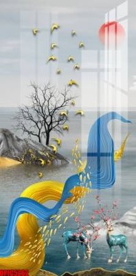 File tranh file tranh bộ decor in treo tường tráng gương OPIC5262 (gốc) chủ đề trừu tượng