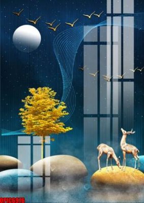 File tranh file tranh bộ decor in treo tường tráng gương OPIC6976 (bản gốc) treo tường