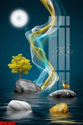 File in trần file tranh bộ decor in treo tường tráng gương OPIC7029 (file gốc) hoa văn 3D