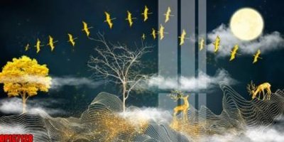 File gốc file tranh bộ decor in treo tường tráng gương OPIC7128 (in lụa) tranh phong thủy