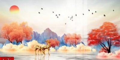 File tranh file tranh bộ decor in treo tường tráng gương OPIC7140 (gốc) in film