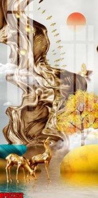 File tranh file tranh bộ decor in treo tường tráng gương OPIC7252 (gốc) phong cách tối giản