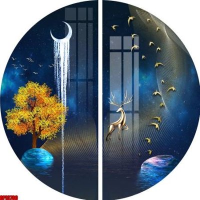 Download file gốc file tranh bộ decor in treo tường tráng gương OPIC780 (in lụa) hoa lá