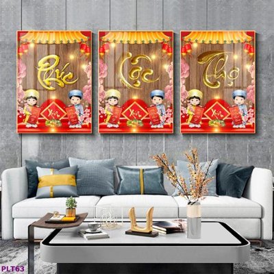 File gốc File tranh thư pháp phúc lộc thọ PLT63 (in tráng gương) ốp tường