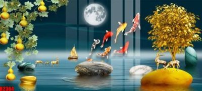 Download file gốc file tranh in treo tường file decor tổng hợp R2364 (in lụa) hoa lá