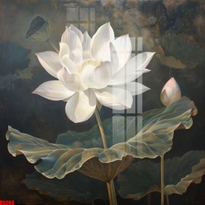 Tải file file tranh in treo tường file decor tổng hợp R5269 (gốc) chủ đề hoa sen