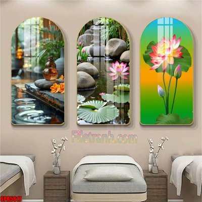 Download file gốc File tranh vòm spa kiểu mới SPA5617 (in lụa) hoa lá