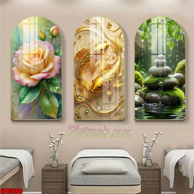 Tải file File tranh vòm spa kiểu mới SPA5666 (gốc) chủ đề hoa sen